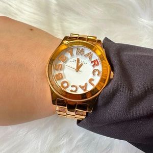 Marc Jacobs Rose Gold Watch with colorful rhinestones